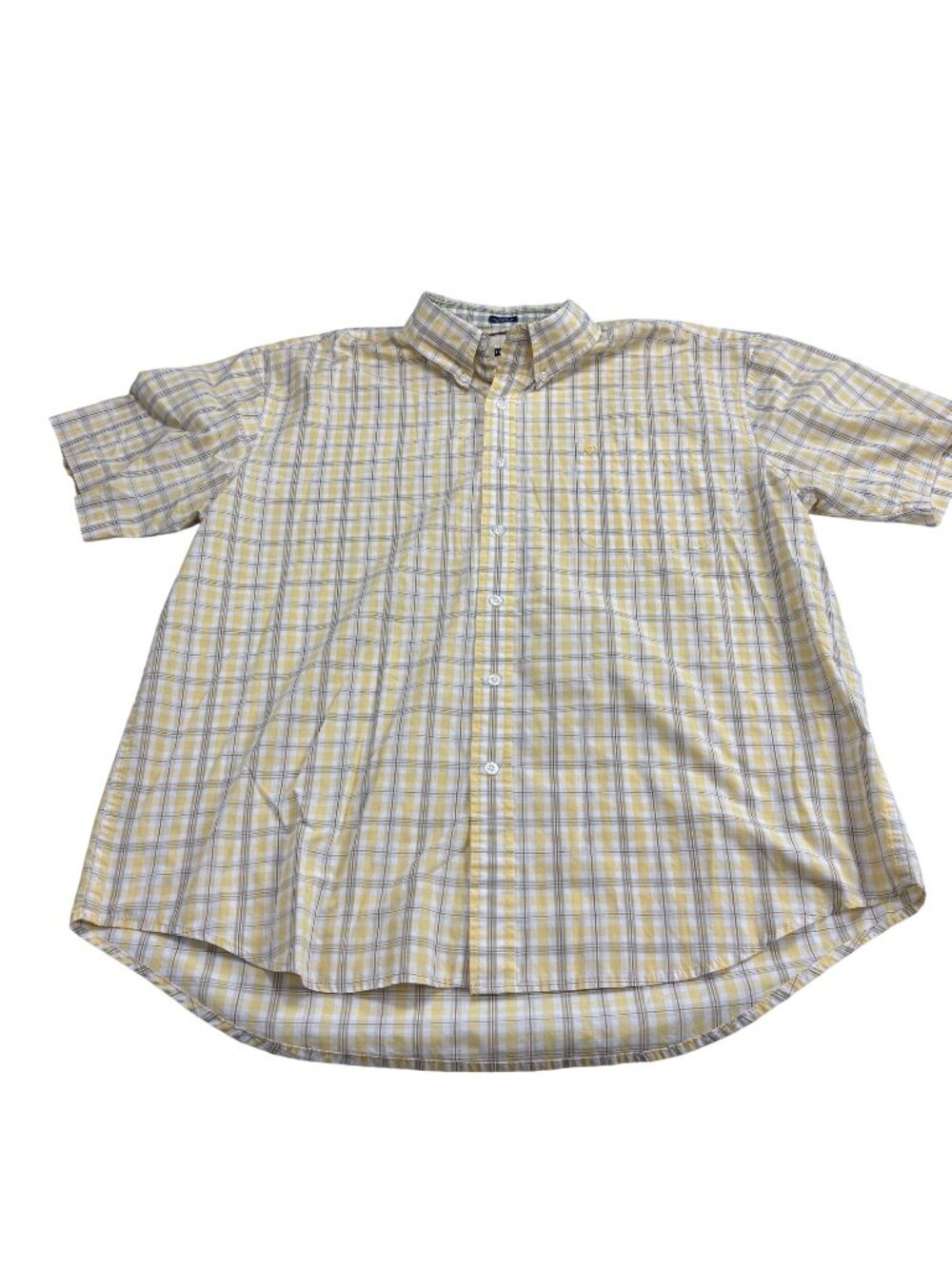 Yellow & Gray Plaid IZOD No-Iron Short Sleeve Button-Down Shirt XXL